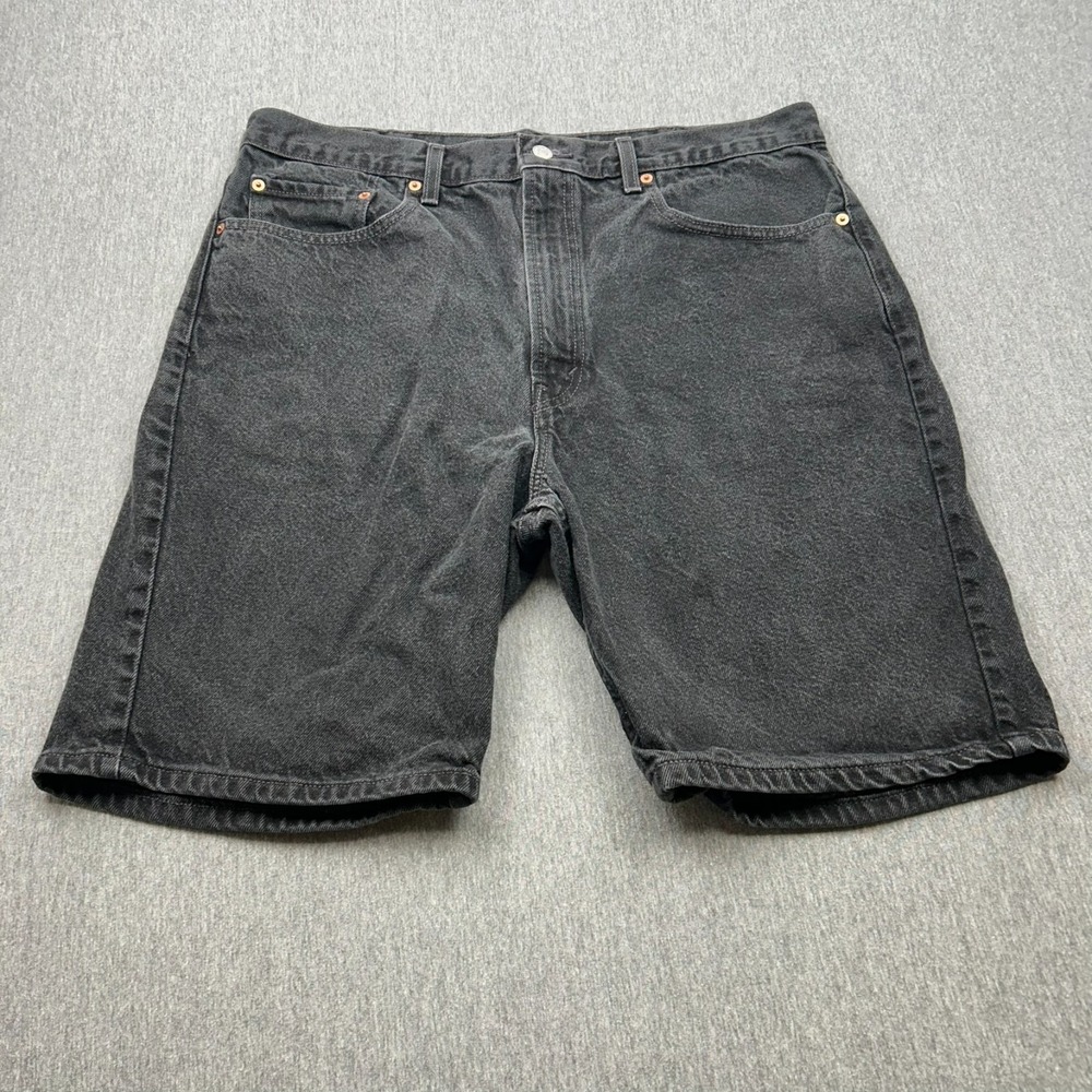 Levi's 505 Regular Fit Black Jean Shorts Mens 38 (36x9) Flat Front